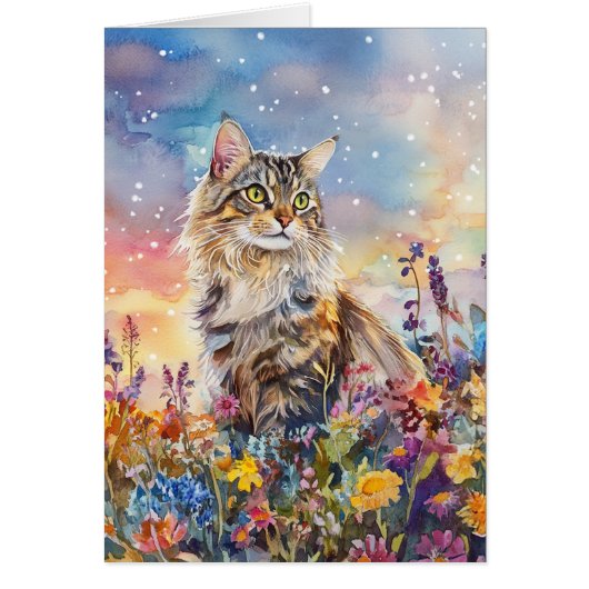 Maine Coon Cat - 5" x 7" Art Card (Vorne)
