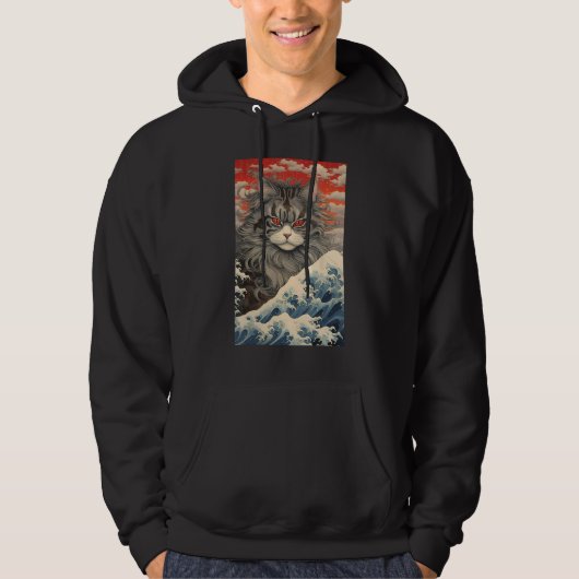 Maine Coon Cat Aesthetic Japanese Ukiyo e 1 Hoodie (Vorderseite)
