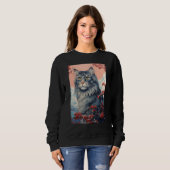 Maine Coon Cat Aesthetic Japanese Ukiyo e Art Sweatshirt (Vorne ganz)