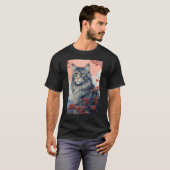 Maine Coon Cat Aesthetic Japanese Ukiyo e Art T-Shirt (Vorne ganz)