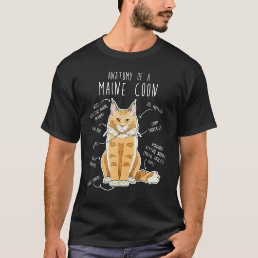 Maine Coon Cat Anatomy  Cute Pet Cat Mom Cat Dad R T-Shirt (Vorderseite)