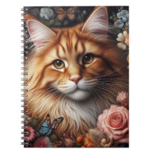 Maine Coon Cat and Pink Roses Cat Lovers