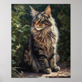 Maine Coon Cat Art Print Poster