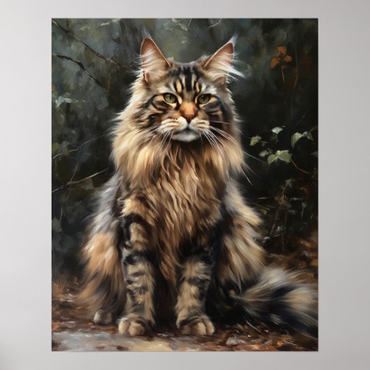 Maine Coon Cat Art Print Poster (Vorne)