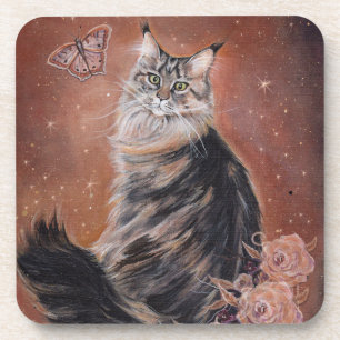 Maine Coon Cat Art von Renee Lavoie Getränkeuntersetzer
