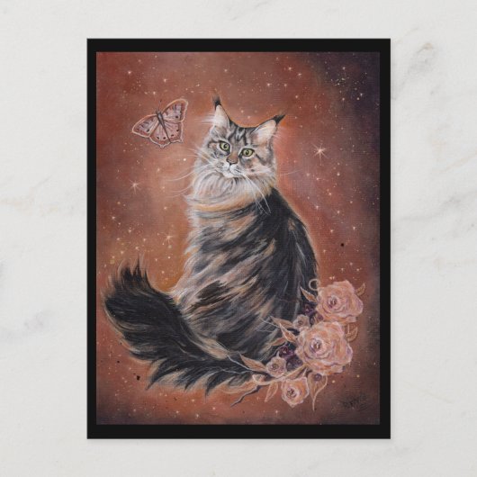 Maine Coon Cat Art von Renee Lavoie Postkarte (Vorderseite)