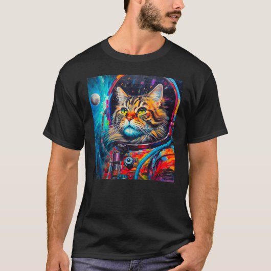 Maine Coon Cat Astronaut T-Shirt (Vorderseite)