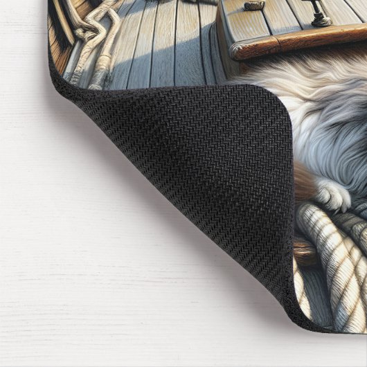Maine Coon Cat auf einem Schiffsdeck Mousepad (Ecke)