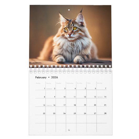 Maine Coon Cat Calendar Digital AI Paint Kalender (Feb 2026)