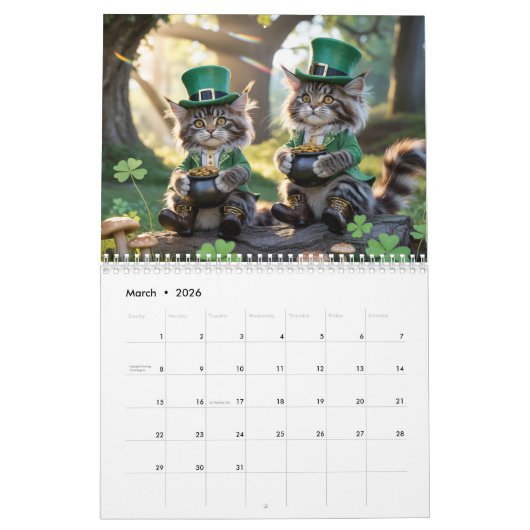 Maine Coon Cat Calendar Kalender (Mär 2026)
