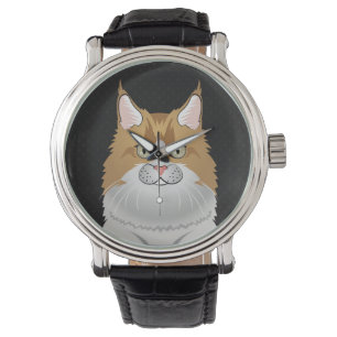 Maine Coon Cat Cartoon (Light) Armbanduhr