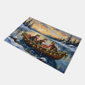 Maine Coon Cat Christmas Boat Holiday Fußmatte (Schrägansicht)