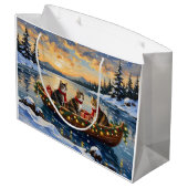 Maine Coon Cat Christmas Boat Holiday Große Geschenktüte (Rückseite Schrägansicht)