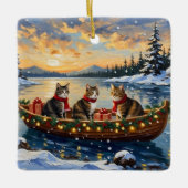 Maine Coon Cat Christmas Boat Holiday Keramikornament (Vorderseite)