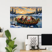 Maine Coon Cat Christmas Boat Holiday Poster (Heimbüro)