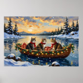 Maine Coon Cat Christmas Boat Holiday Poster (Vorne)