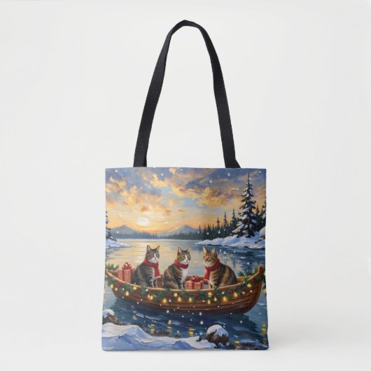 Maine Coon Cat Christmas Boat Holiday Tasche (Vorderseite)