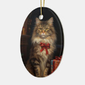 Maine Coon Cat Christmas Keramik Ornament (Links)