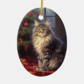 Maine Coon Cat Christmas Keramik Ornament (Vorne)