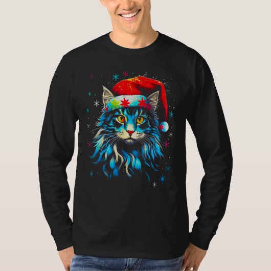 Maine Coon Cat Christmas T-Shirt (Vorderseite)