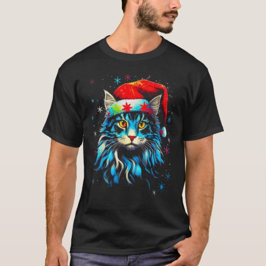 Maine Coon Cat Christmas T-Shirt (Vorderseite)