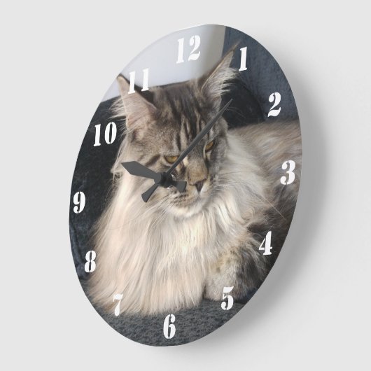 Maine Coon Cat Clock Große Wanduhr (Winkel)