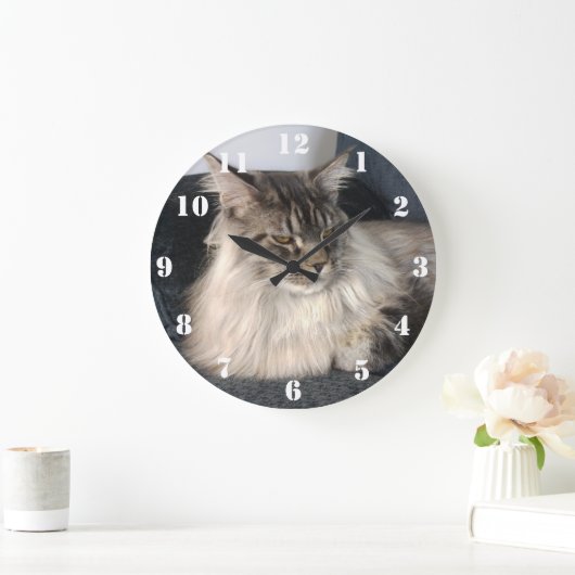 Maine Coon Cat Clock Große Wanduhr (Zuhause)