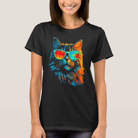 Maine Coon Cat Cool Summer T-Shirt (Vorderseite)