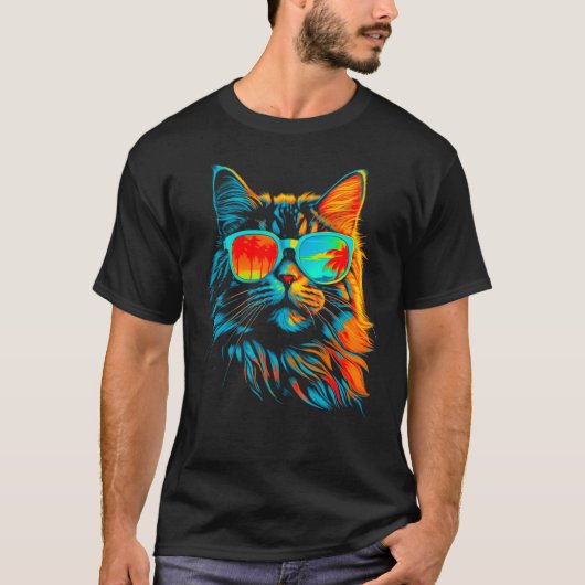 Maine Coon Cat Cool Summer T-Shirt (Vorderseite)