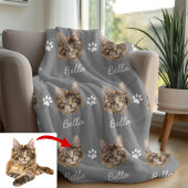 Maine Coon Cat, Custom Pet grau Fleecedecke