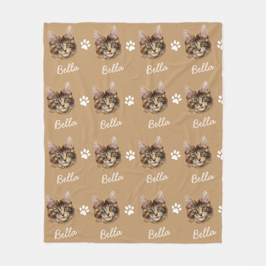 Maine Coon Cat, Custom Pet Kamel Fleecedecke (Vorderseite)