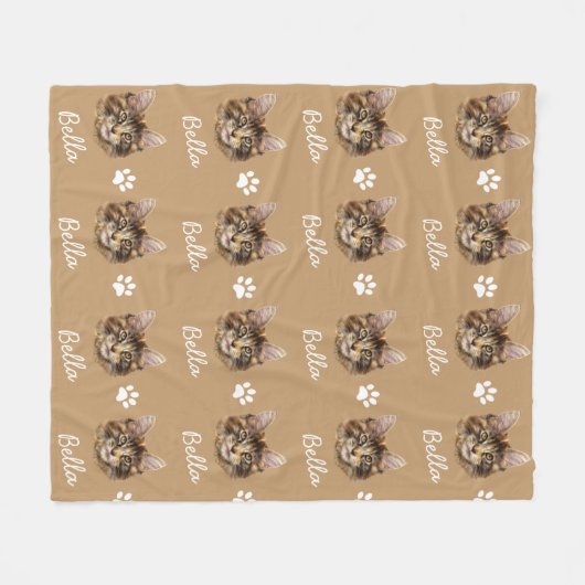 Maine Coon Cat, Custom Pet Kamel Fleecedecke (Vorderseite (Horizontal))