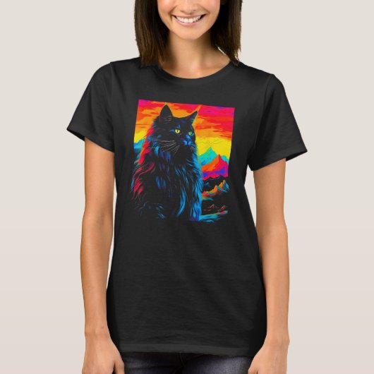 Maine Coon Cat Design T-Shirt (Vorderseite)