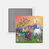Maine Coon Cat - Fantasy Land Magnet (Vorderseite/Rückseite)
