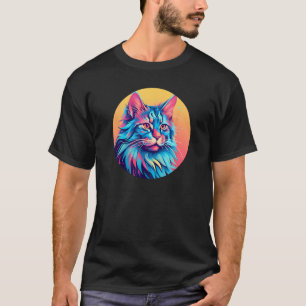 Maine Coon Cat Farbenfrohe Kunst, Liebe Katzen T-Shirt
