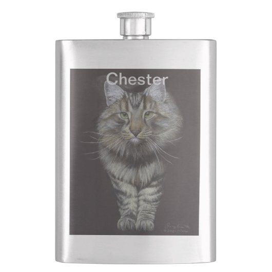 Maine Coon Cat Flachmann (Vorderseite)