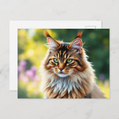 Maine Coon Cat Fluffy in Nature Postkarte (Vorne/Hinten)