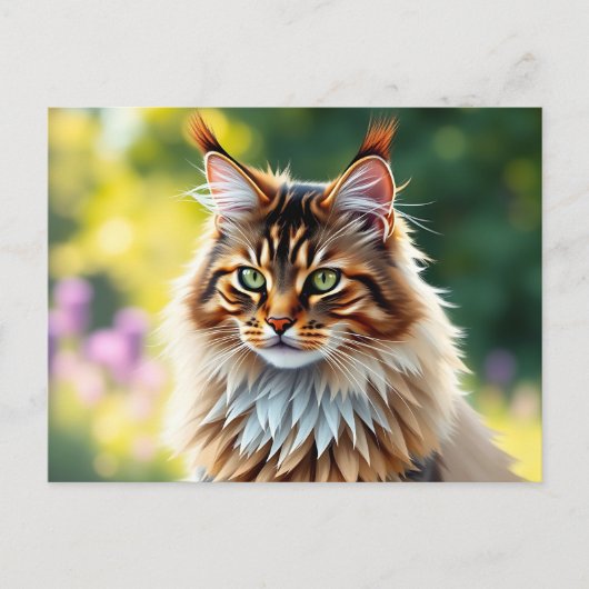 Maine Coon Cat Fluffy in Nature Postkarte (Vorderseite)