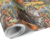Maine Coon Cat Herbsternte Erntedank Geschenkpapier (Rolleneckpunkt)