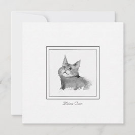 Maine Coon Cat Illustration Flat Note Card Mitteilungskarte