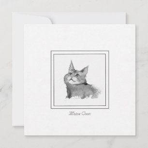 Maine Coon Cat Illustration Flat Note Card Mitteilungskarte