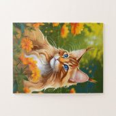 Maine Coon Cat im Feld Blume Puzzle (Horizontal)