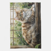 Maine Coon Cat im gemütlichen Innengarten Geschirrtuch (Vertikal)
