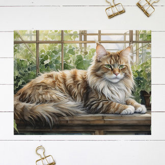 Maine Coon Cat im gemütlichen Innengarten Postkarte