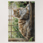 Maine Coon Cat im gemütlichen Innengarten Puzzle (Vertikal)