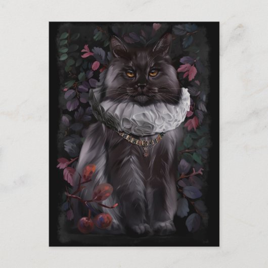 Maine Coon cat in an ancient aristocratic costume Postkarte (Vorderseite)