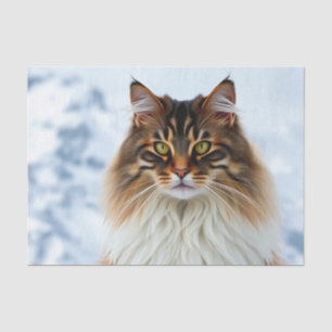 Maine Coon Cat in einem Portrait der Schneewilderh Seidenpapier