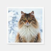 Maine Coon Cat in einem Portrait der Schneewilderh Serviette (Vorderseite)
