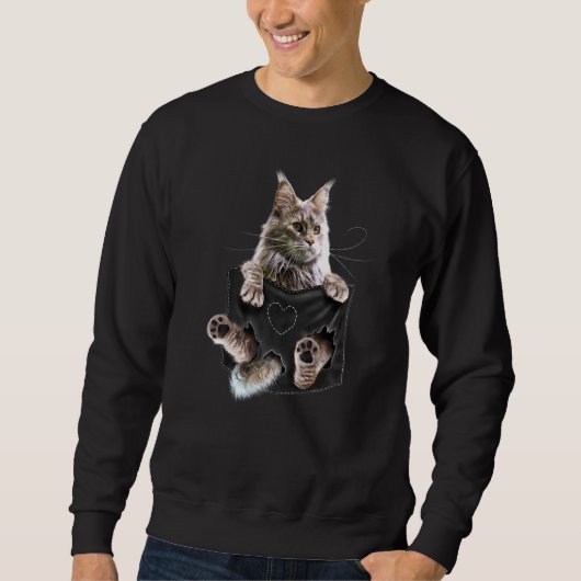 Maine Coon Cat in Pocket Sweatshirt (Vorderseite)