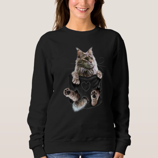 Maine Coon Cat in Pocket Sweatshirt (Vorderseite)